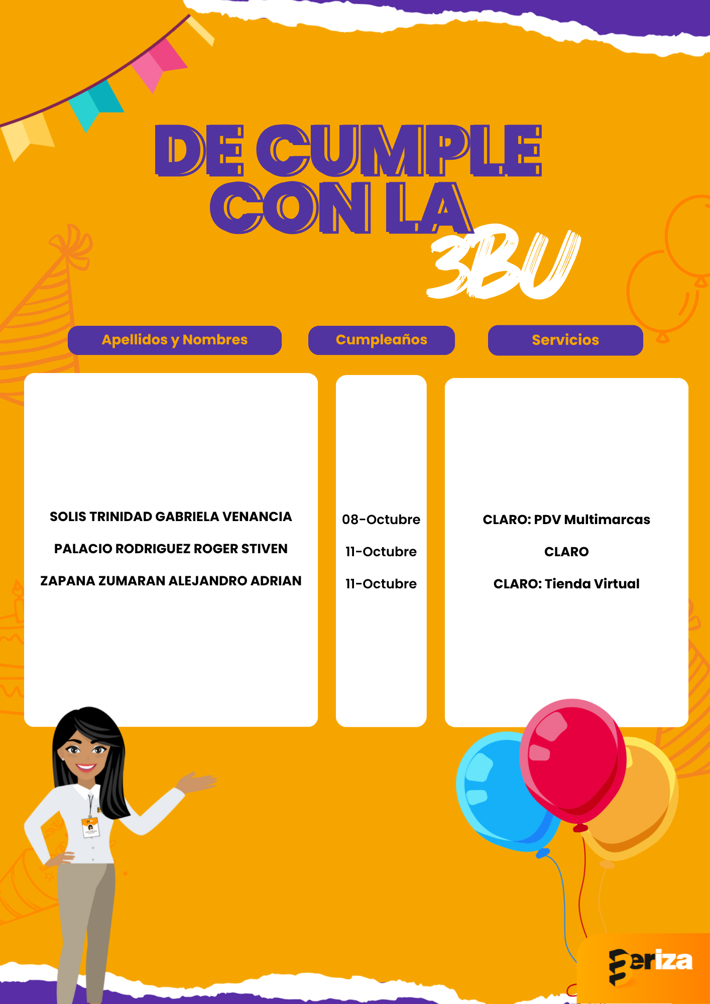 CUMPLEAÑEROS DE LA SEMANA 🎊🎉